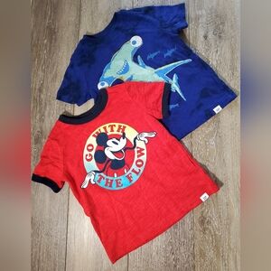 GAP toddler boy's set of short sleeve red and blue Mickey graphic tees Size 2T
